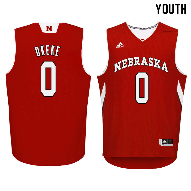 Youth Nebraska Cornhuskers #0 Duby Okeke College Basketball Jersyes Sale-Red - Click Image to Close